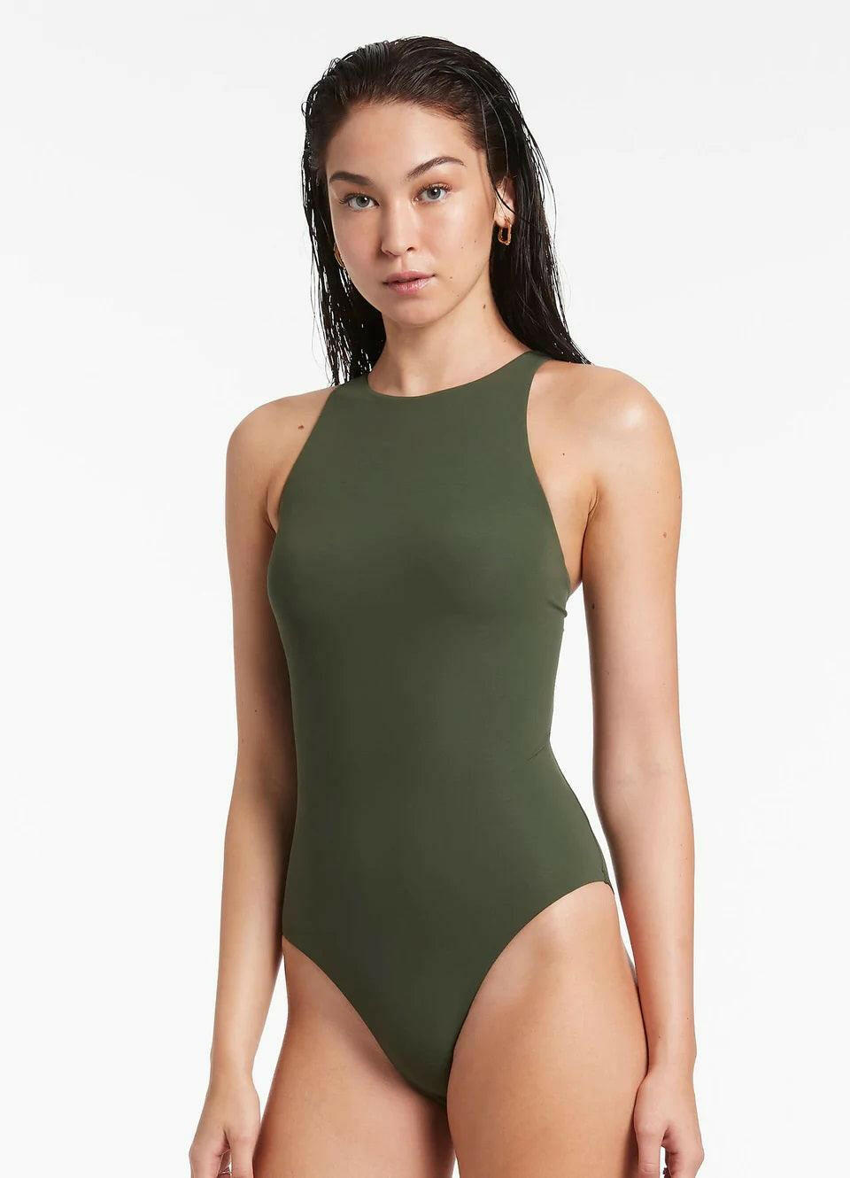 Jets Jetset High Neck One Piece Olive.