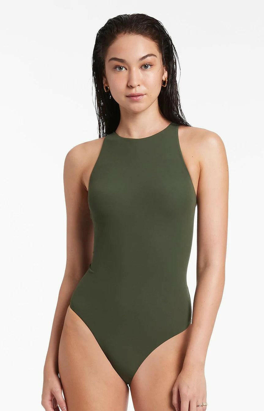 Jets Jetset High Neck One Piece Olive.