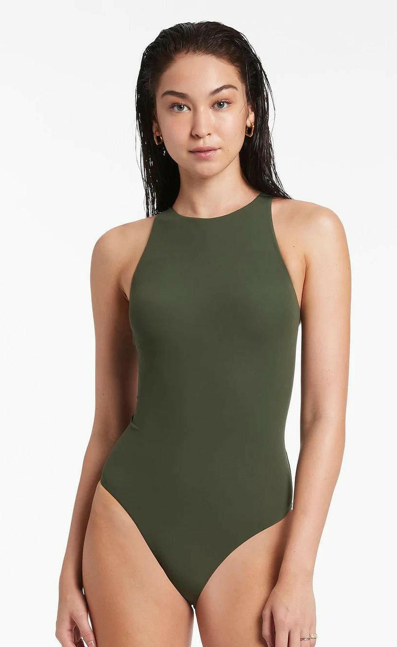 Jets Jetset High Neck One Piece Olive.