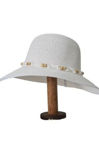 L2203-CLOUD Wide Brim Ladies Hat with Cord Boho Trim.