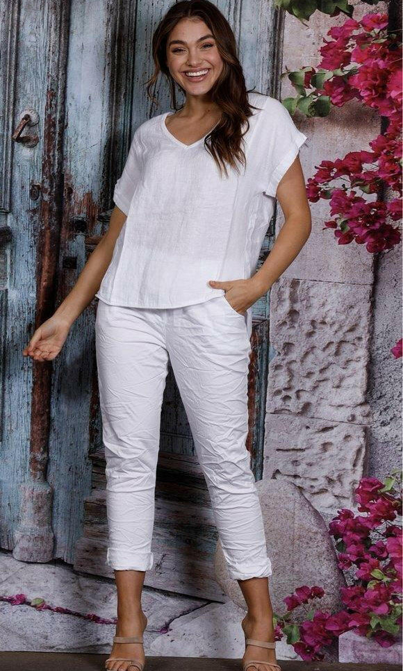 La Strada Stretch Crinkle Roll Up Pants.