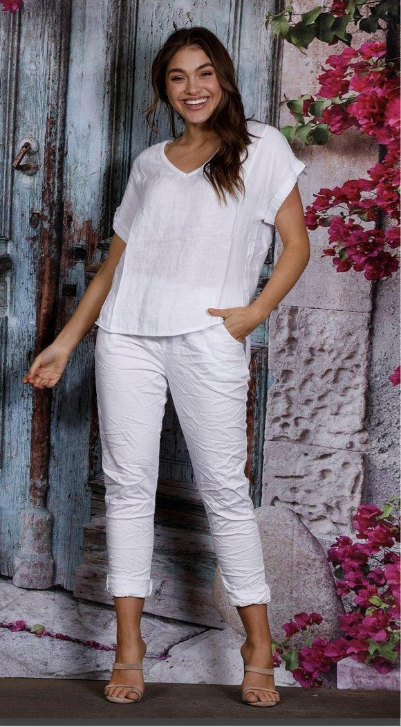 La Strada Stretch Crinkle Roll Up Pants.