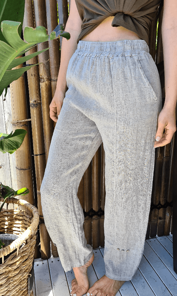 La Strada Taupe Italian Linen Pants.