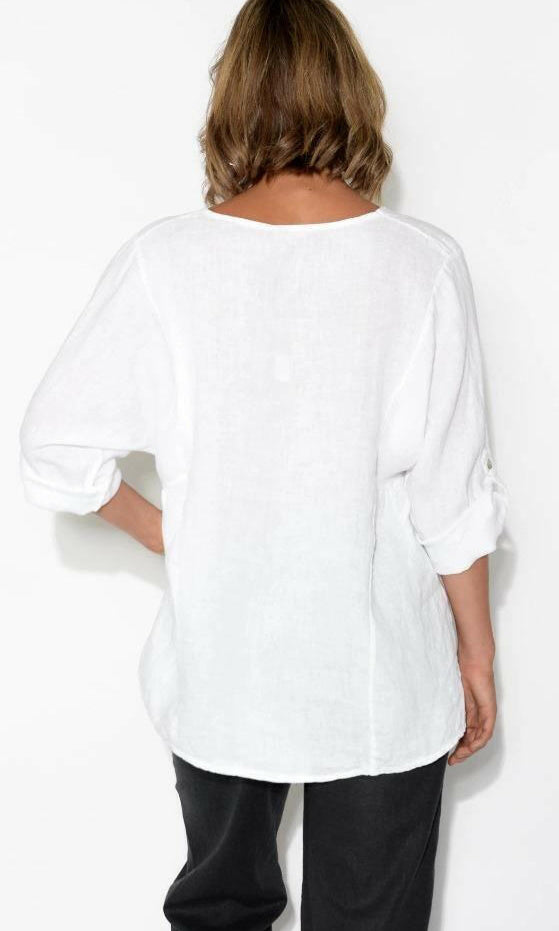 La Strada LST21-21 Italian Linen Shirt 3/4 Sleeve.