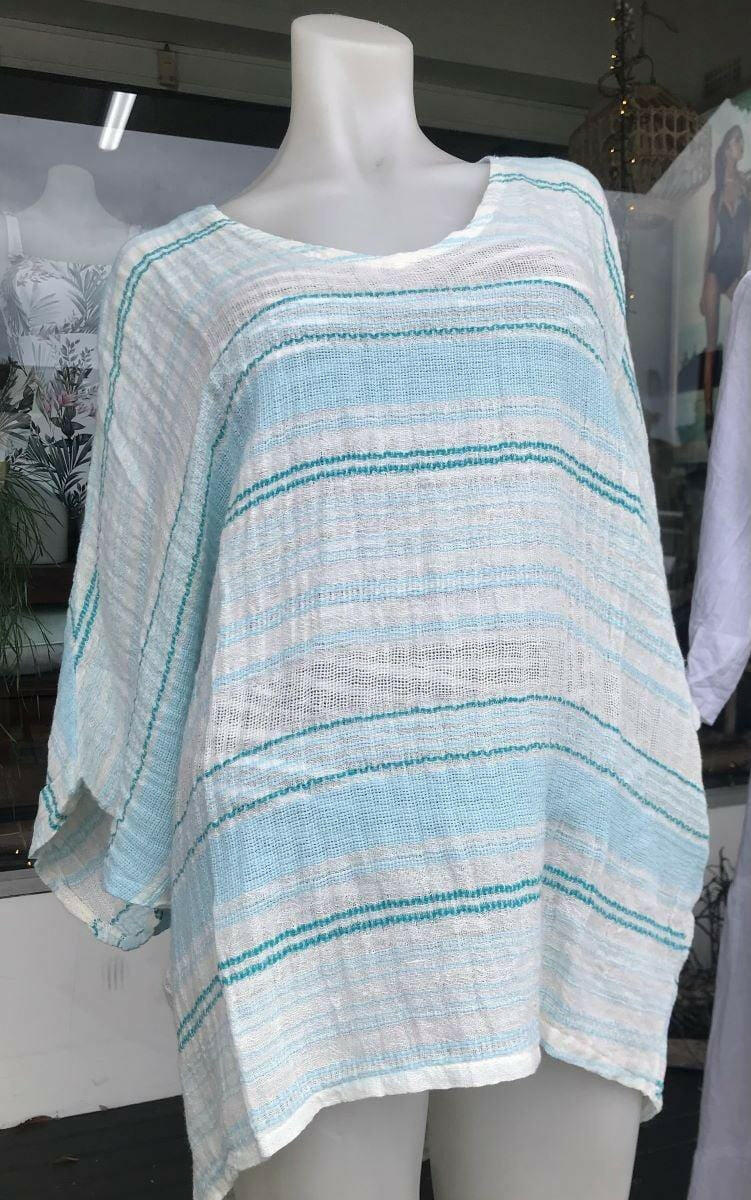 La Strada LST21-920 Stripy Kaftan Cheesecloth - Celeste.