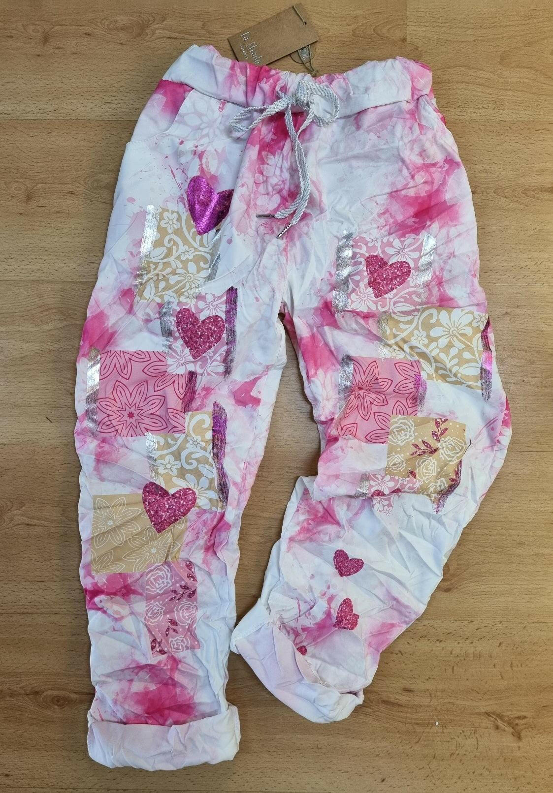 La Strada Crinkle Painted Look Wearable Art Roll Up Pants - LSP21-70-193.