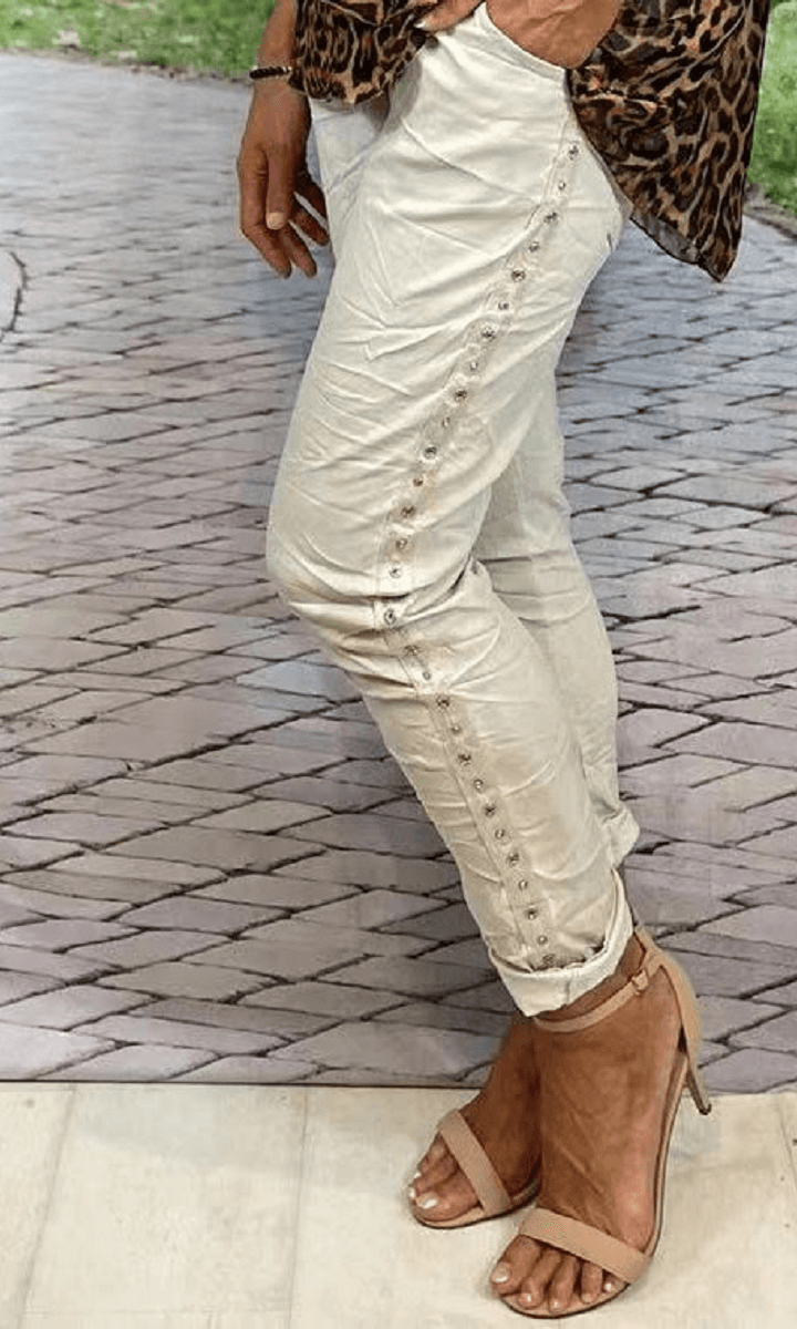 La Strada Viscose Nylon Eyelet Jogger Pant.