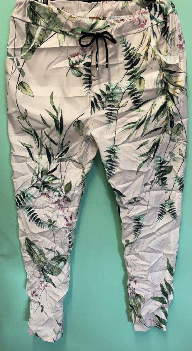 LSP21-70-47 La Strada Multi Flower Crinkle Pant.