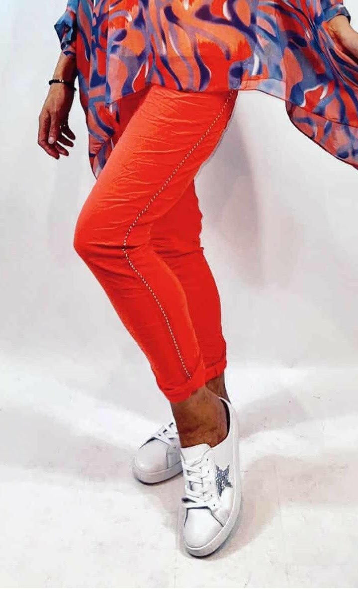 La Strada Stretch Jogger Studded Pants.