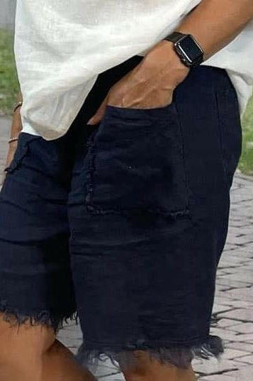 La Strada Frayed Italian Linen Shorts.