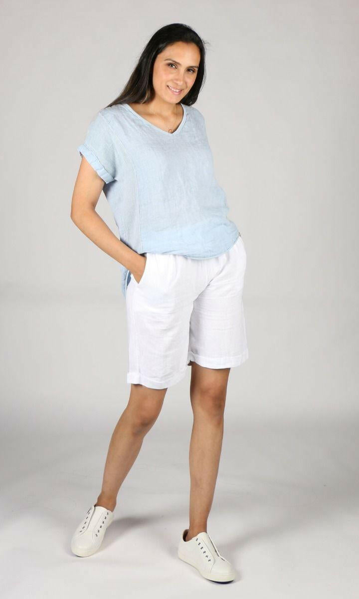 La Strada LSSHT21-G1 Linen Shorts Made in Italy.