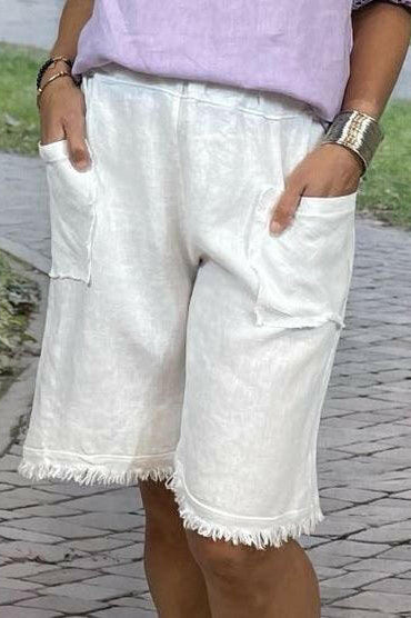 La Strada Frayed Italian Linen Shorts.