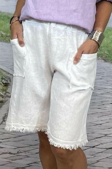 La Strada Frayed Italian Linen Shorts.
