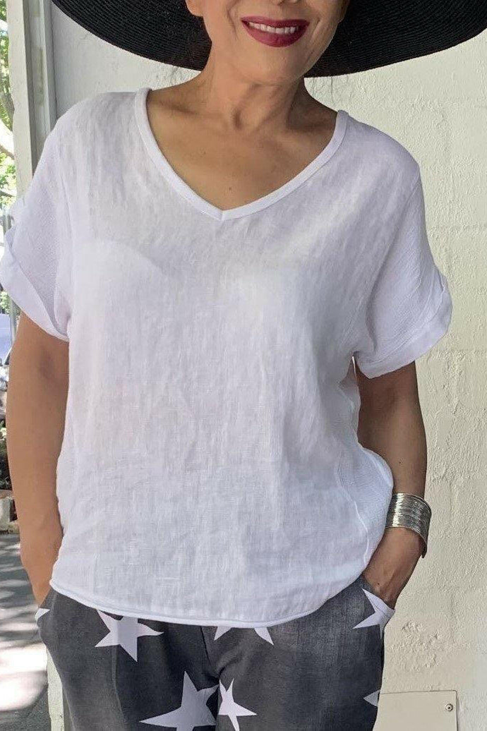 La Strada Italian Linen V Neck Shirt.