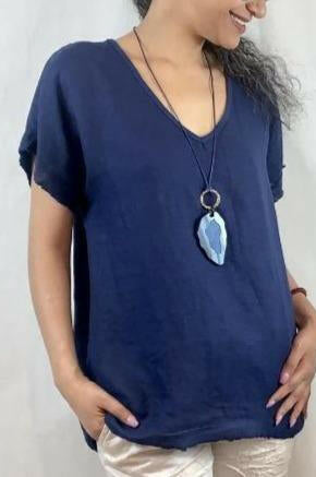 La Strada Italian Linen V Neck Shirt.