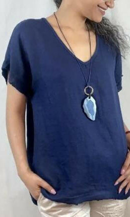 La Strada Italian Linen V Neck Shirt.