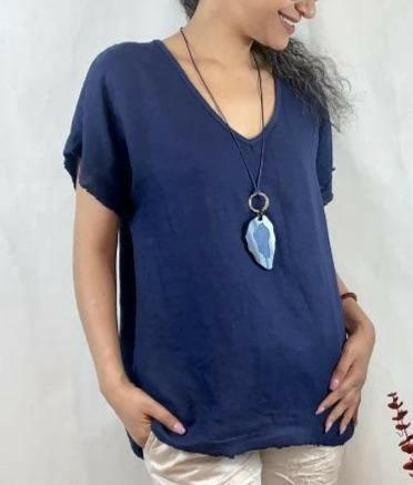 La Strada Italian Linen V Neck Shirt.