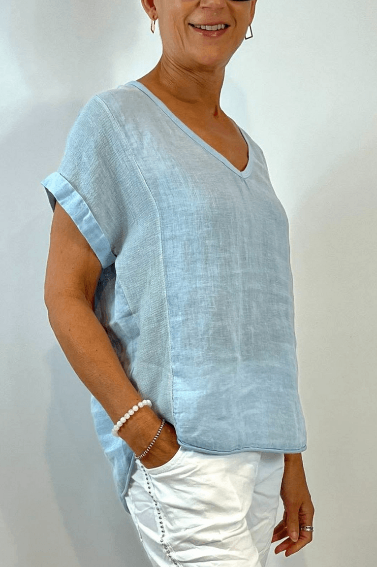 La Strada Italian Linen V Neck Shirt.