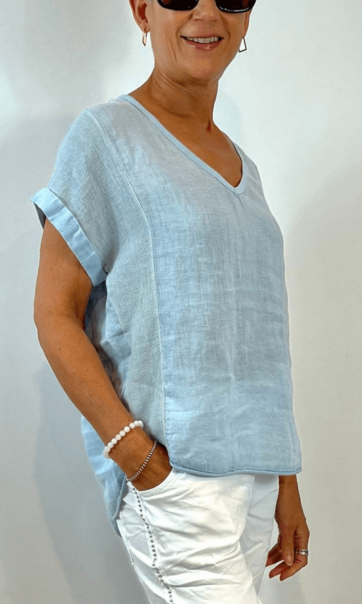 La Strada Italian Linen V Neck Shirt.