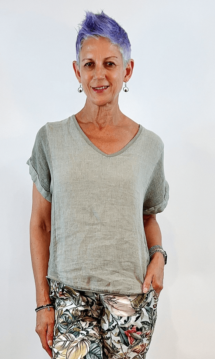 La Strada Italian Linen V Neck Shirt.