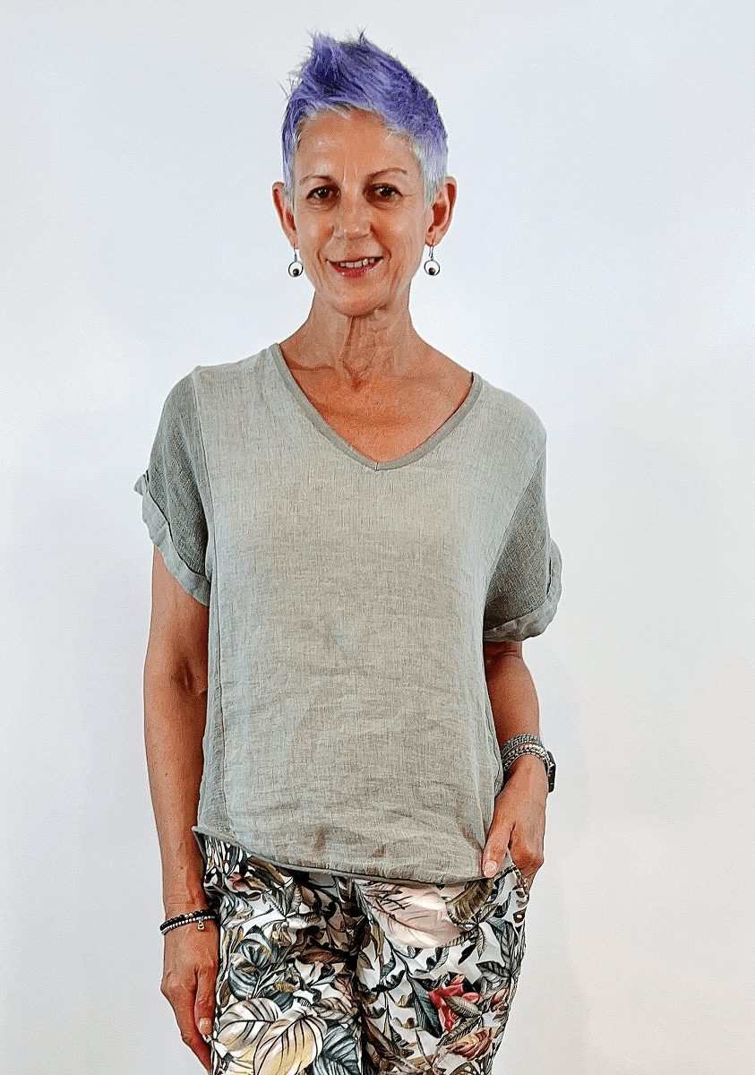 La Strada Italian Linen V Neck Shirt.