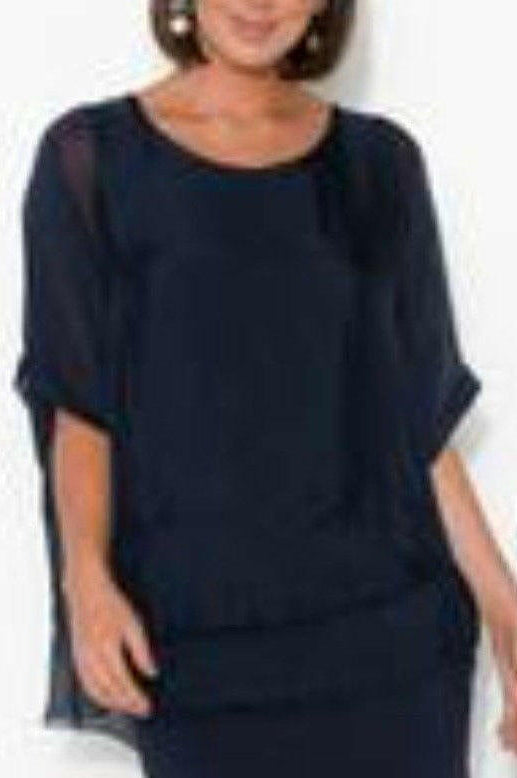 La Strada Navy Silk Blended Top.