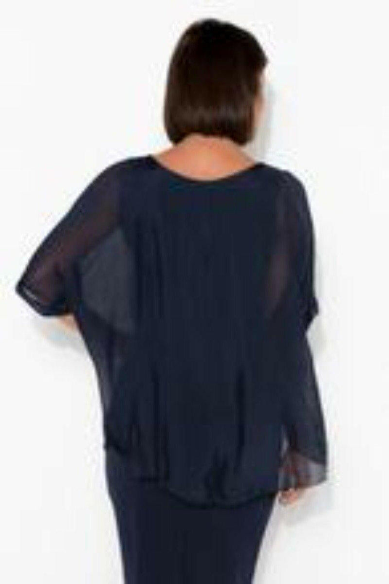 La Strada Navy Silk Blended Top.