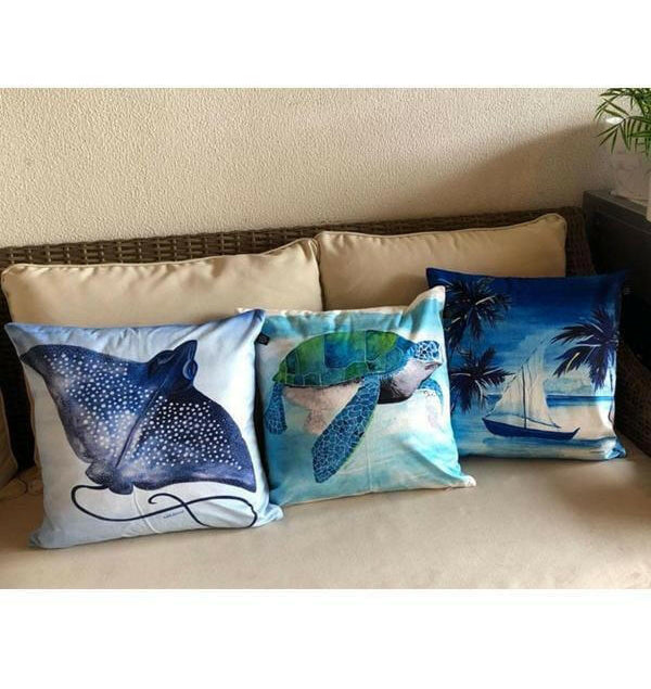 Eagle Ray Cushion Cover 45 x -45cm Soft Plush Double Printed.