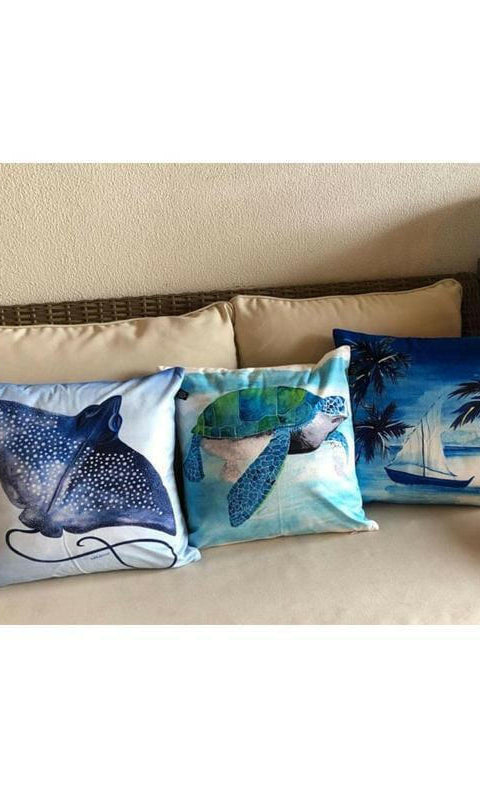 Eagle Ray Cushion Cover 45 x -45cm Soft Plush Double Printed.