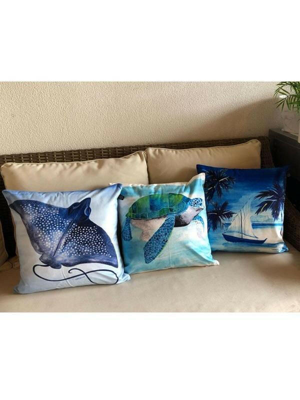Eagle Ray Cushion Cover 45 x -45cm Soft Plush Double Printed.