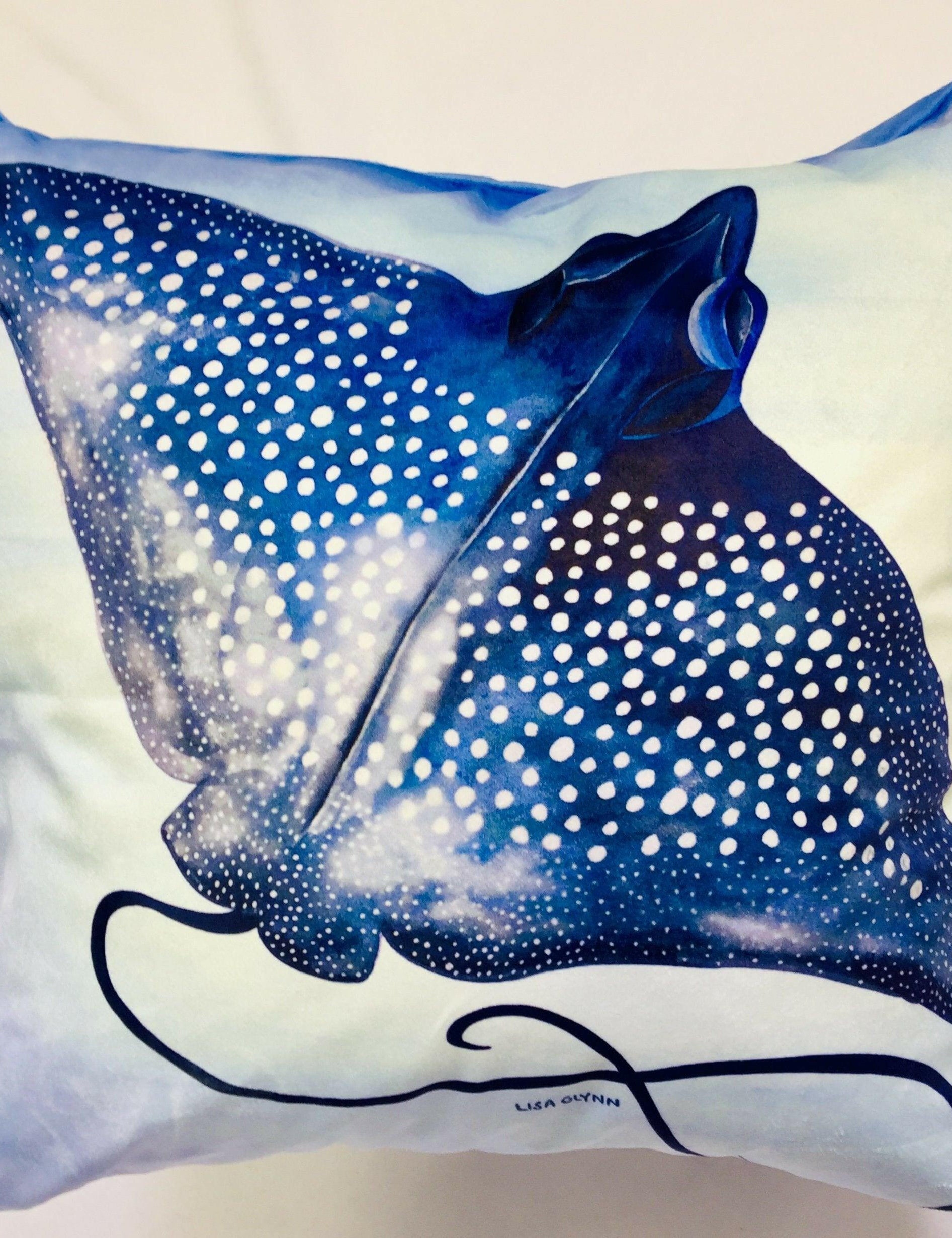 Eagle Ray Cushion Cover 45 x -45cm Soft Plush Double Printed.
