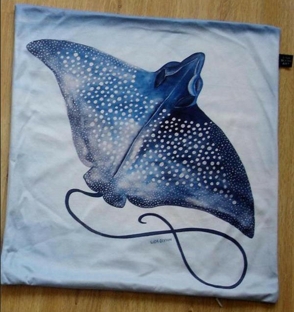 Eagle Ray Cushion Cover 45 x -45cm Soft Plush Double Printed.