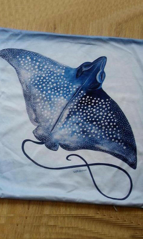 Eagle Ray Cushion Cover 45 x -45cm Soft Plush Double Printed.