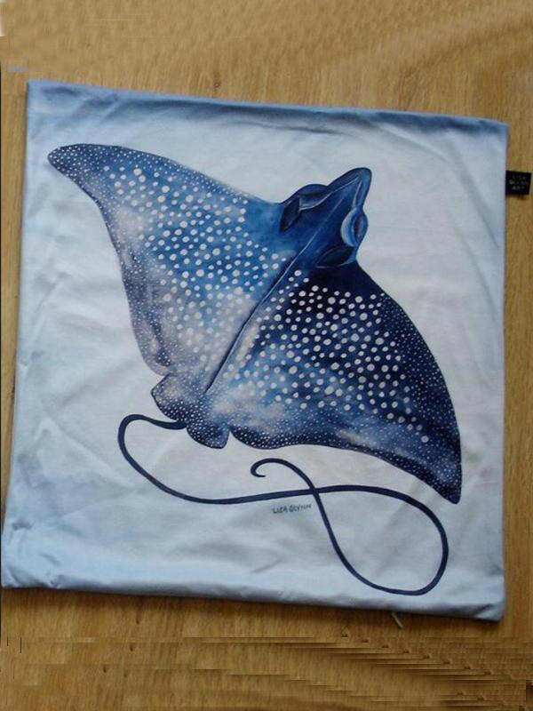 Eagle Ray Cushion Cover 45 x -45cm Soft Plush Double Printed.
