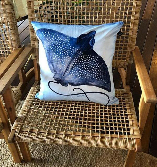 Eagle Ray Cushion Cover 45 x -45cm Soft Plush Double Printed.