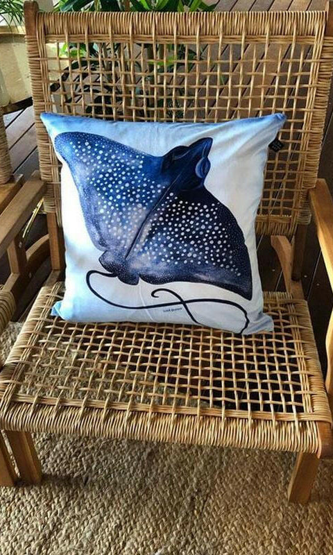 Eagle Ray Cushion Cover 45 x -45cm Soft Plush Double Printed.