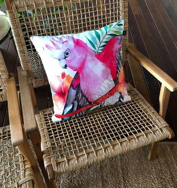 Pink and Grey Galah Cushion Cover 45cm.