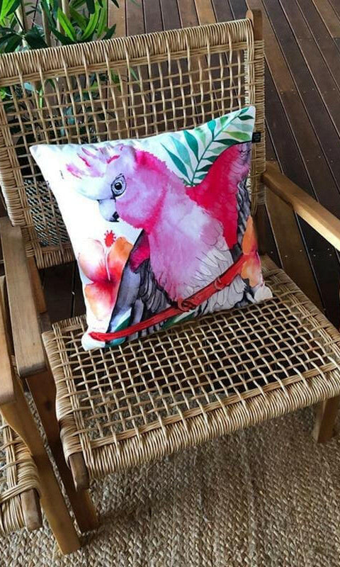 Pink and Grey Galah Cushion Cover 45cm.