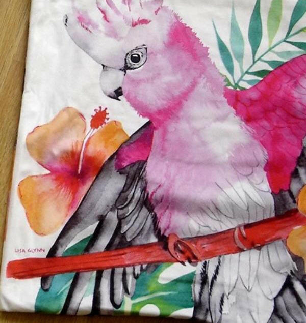 Pink and Grey Galah Cushion Cover 45cm.