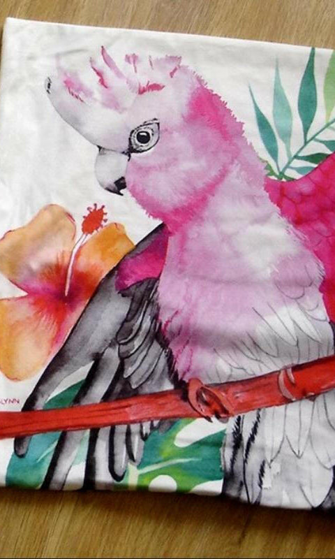 Pink and Grey Galah Cushion Cover 45cm.