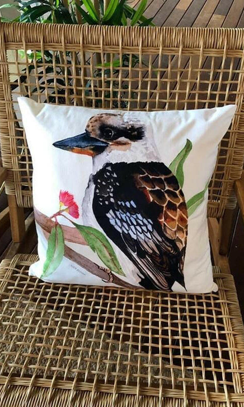Kookaburra Cushion Cover Soft Plush Double Printed.