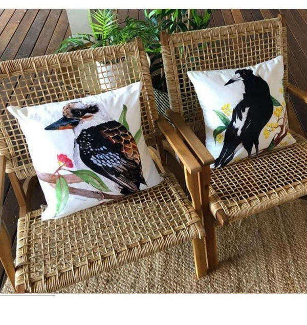 Kookaburra Cushion Cover Soft Plush Double Printed.