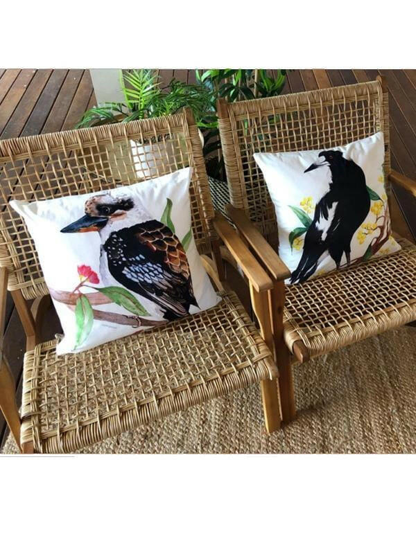 Kookaburra Cushion Cover Soft Plush Double Printed.