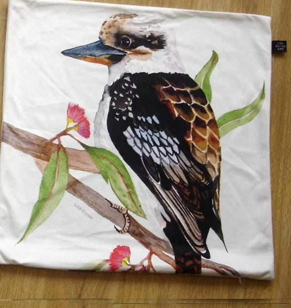 Kookaburra Cushion Cover Soft Plush Double Printed.