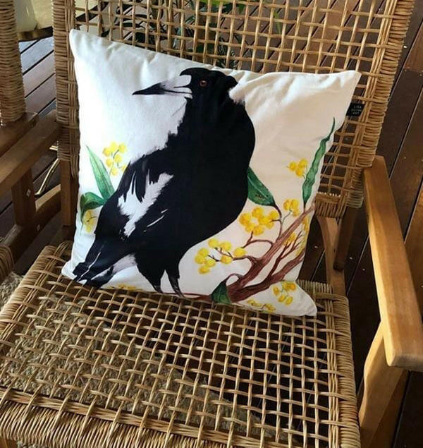 Magpie Cushion Cover 45 x -45cm Soft Plush Double Sided.