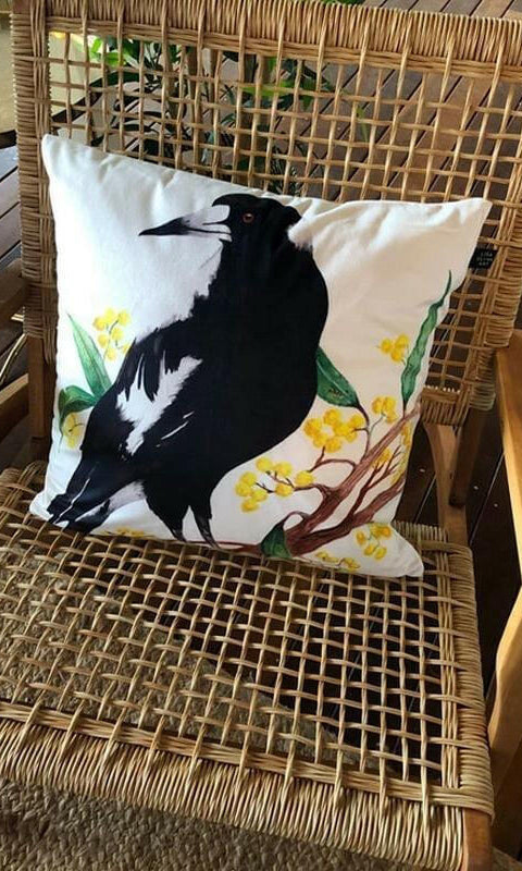 Magpie Cushion Cover 45 x -45cm Soft Plush Double Sided.