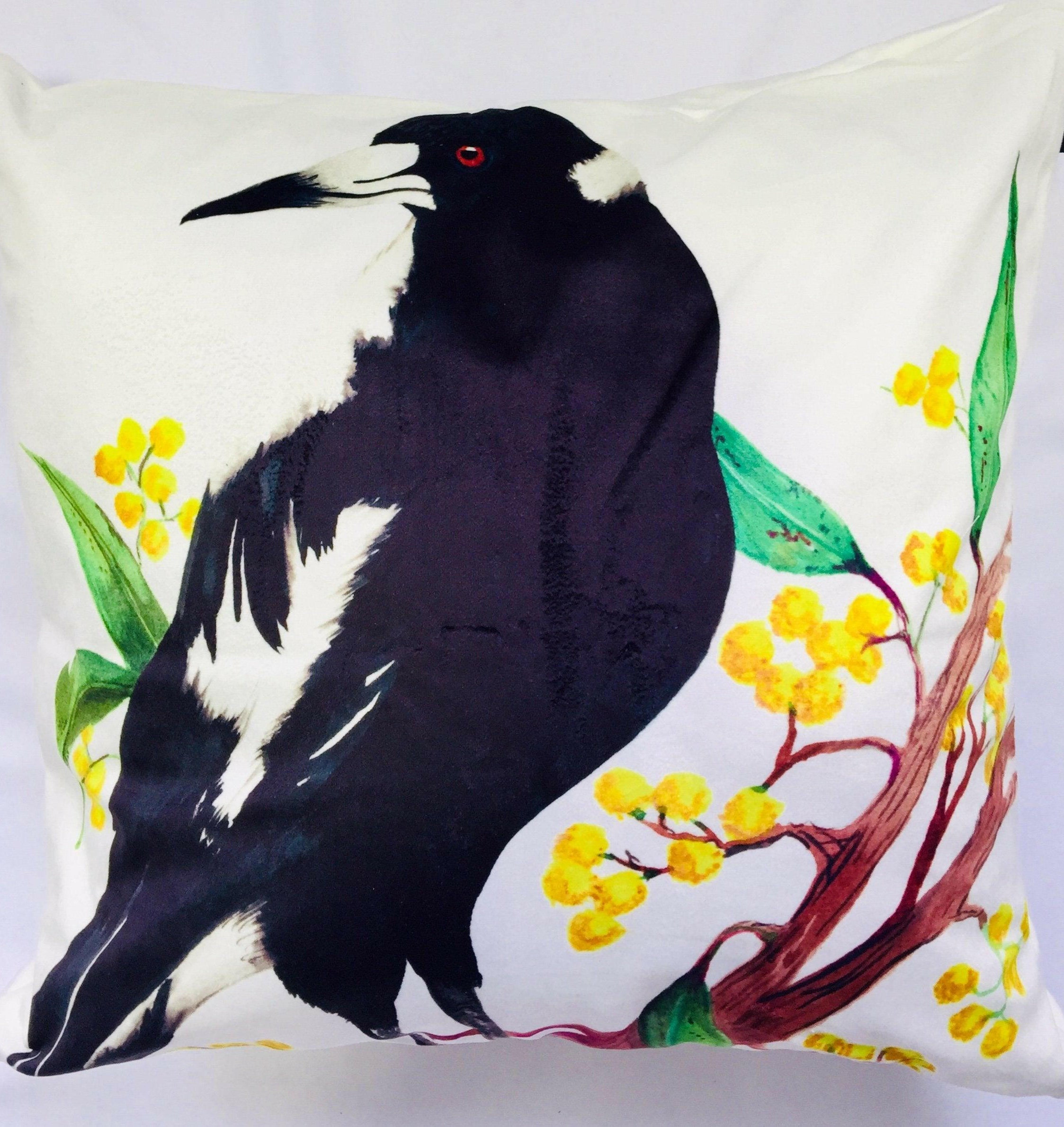 Magpie Cushion Cover 45 x -45cm Soft Plush Double Sided.