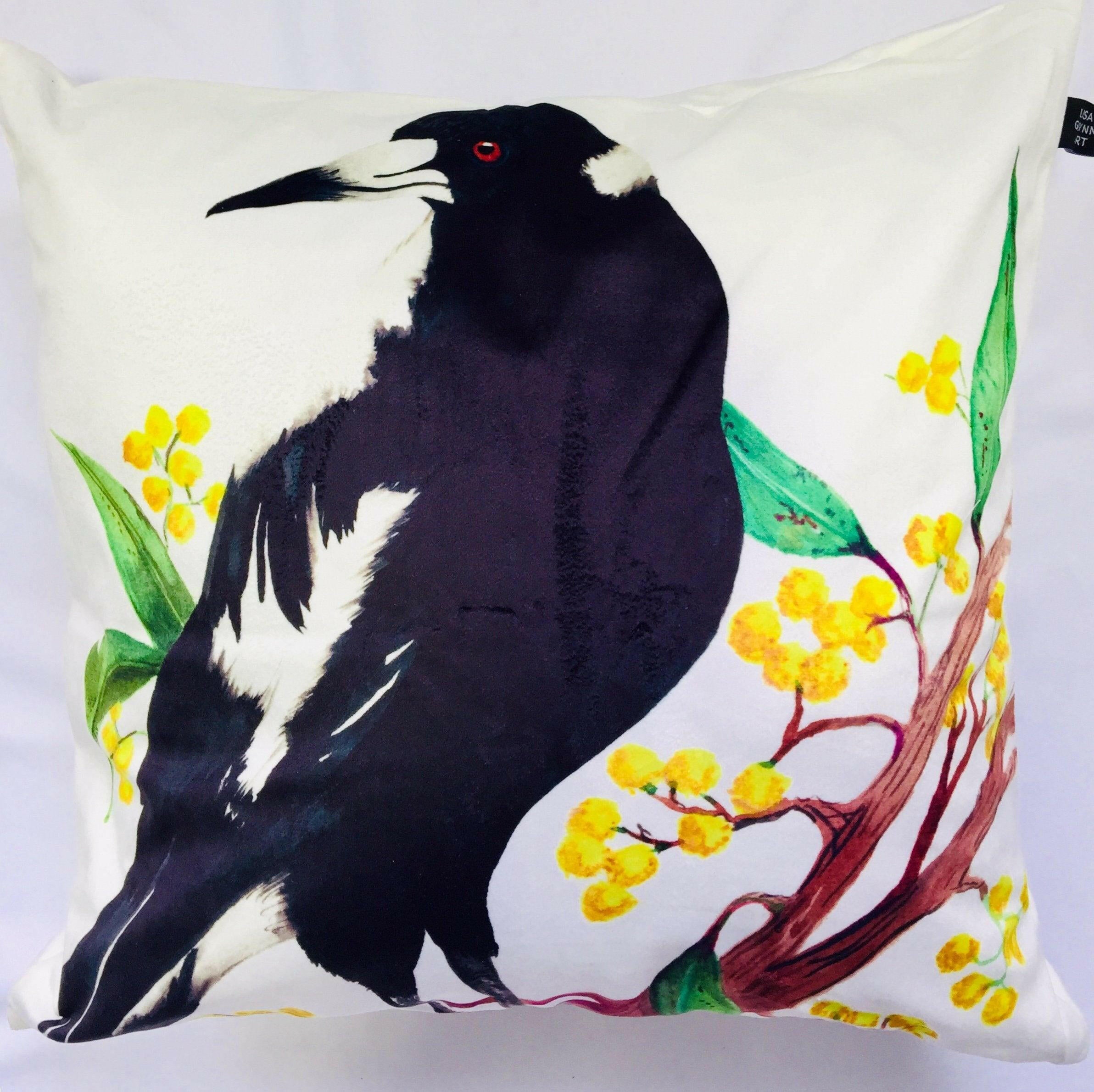 Magpie Cushion Cover 45 x -45cm Soft Plush Double Sided.