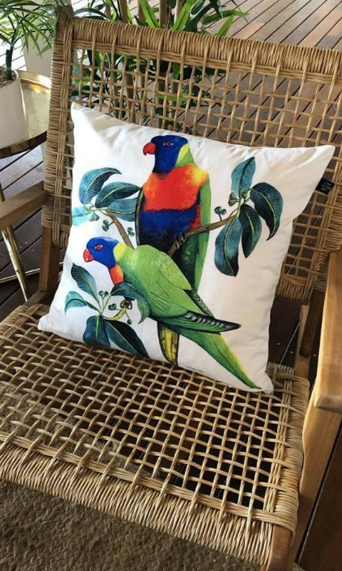 Rainbow Lorikeet Cushion Cover 45cm.