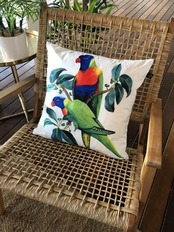 Rainbow Lorikeet Cushion Cover 45cm.